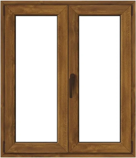Finestra in PVC effetto legno rovere dorato L 100 x H 120 cm, 2 ante apertura a destra