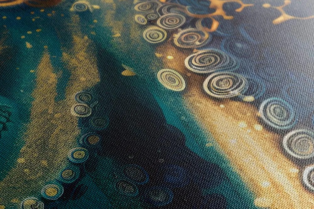 Stampa su tela – Polpo blu-oro