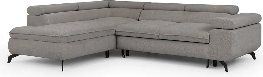 Divano angolare grigio chiaro (con penisola a sinistra/a L) con rivestimento in ciniglia Marbeya – Ropez