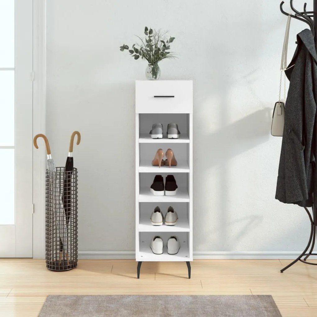 Scarpiera Bianca 30x35x105 Cm İn Legno Multistrato /