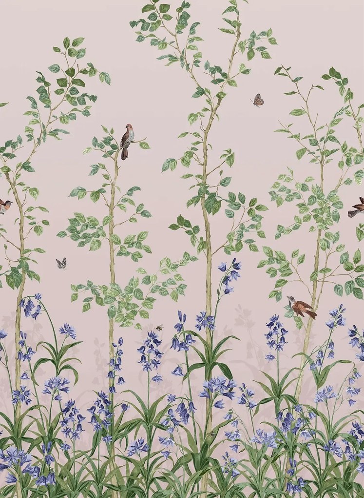 Little Greene Carta da parati Bird and Bluebell - China Clay