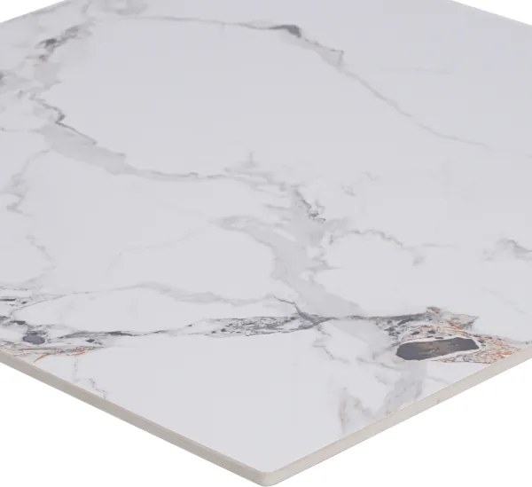 Piano per tavolo quadrato in pietra effetto Marmo venato Grigio 80x80 cm