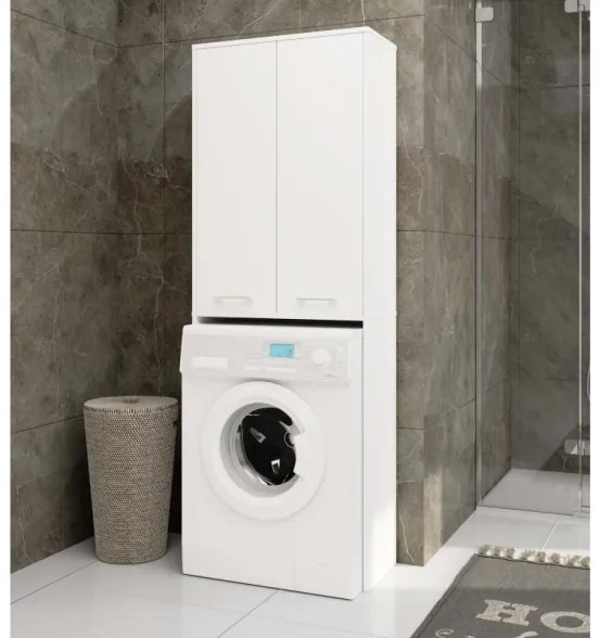 Mobile Coprilavatrice Lavanderia 2 Ante A Colonna 64x30x180 Diana Bianco