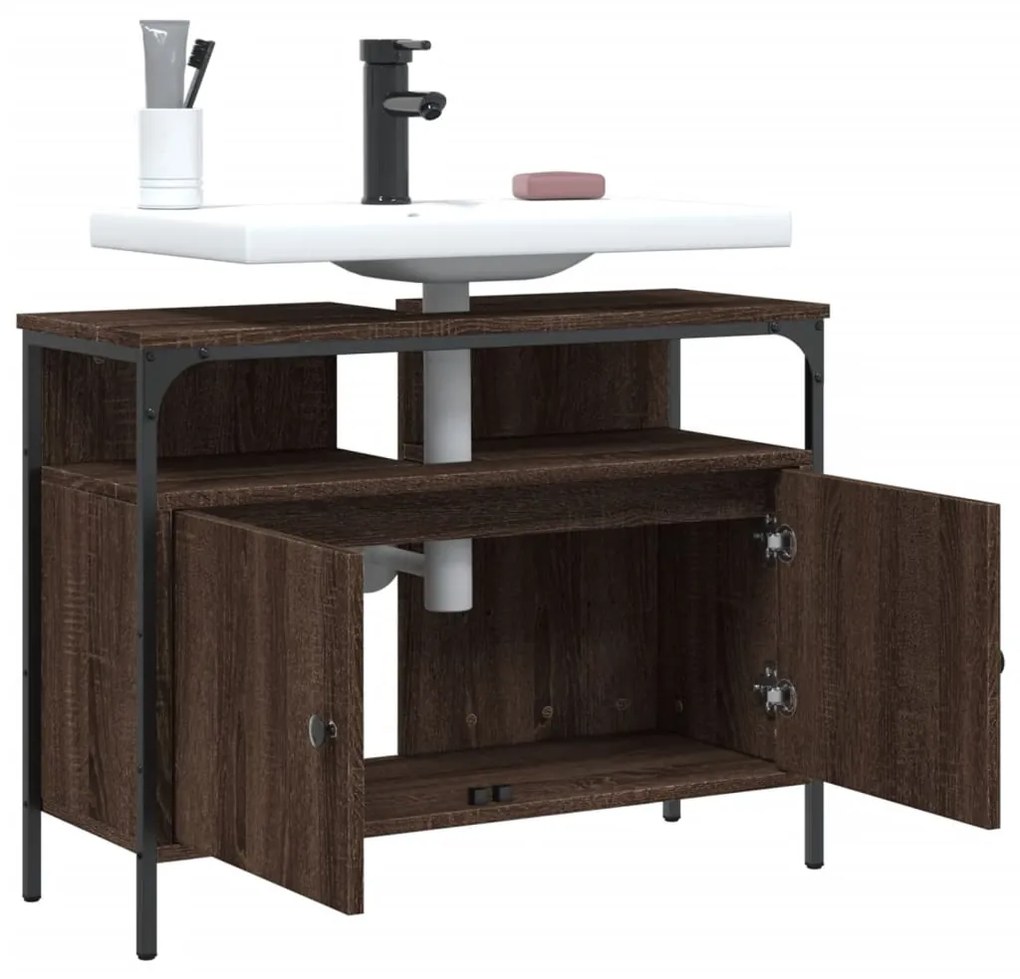 Mobile lavabo bagno rovere marrone 60x30x60cm legno multistrato