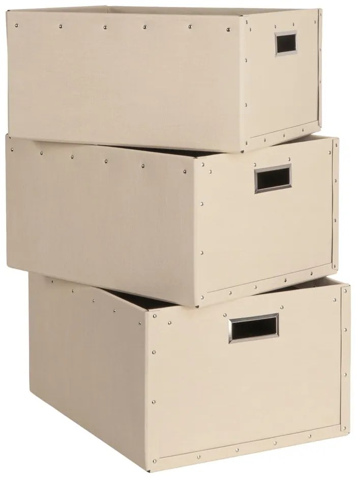 Scatole di cartone beige in set da 3 Ture - Bigso Box of Sweden
