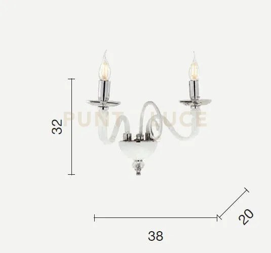 Applique debussy 2 luci fume' cromo attacco e14 l.38cm