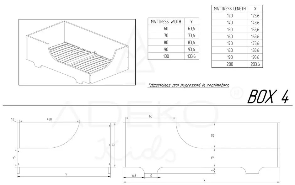Letto per bambini in legno di pino BOX 4, 90 x 200 cm Mila Box 4 - Adeko