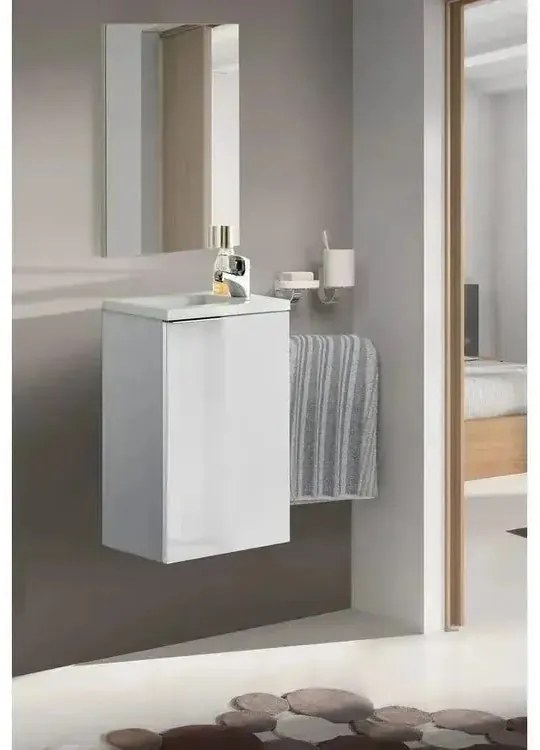 Mobile bagno con lavabo cm.40x22x58h 1anta con sportello laccato bianco