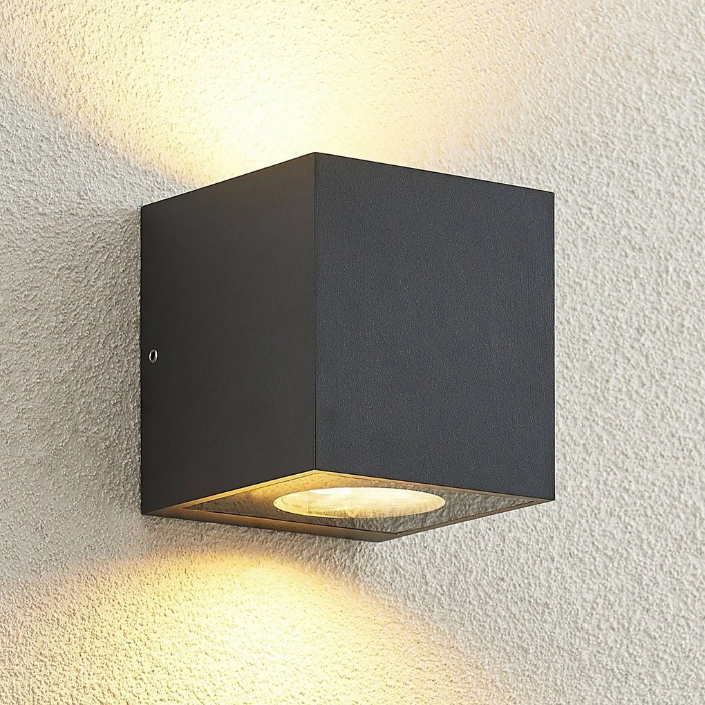 Arcchio Applique da esterno Tassnim, antracite, a 2 luci, IP65