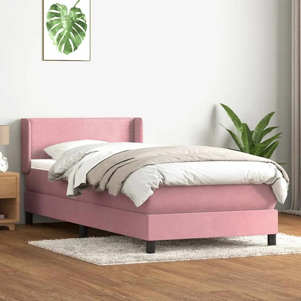 Giroletto A Molle Con Materasso Rosa 80x220 Cm Velluto /