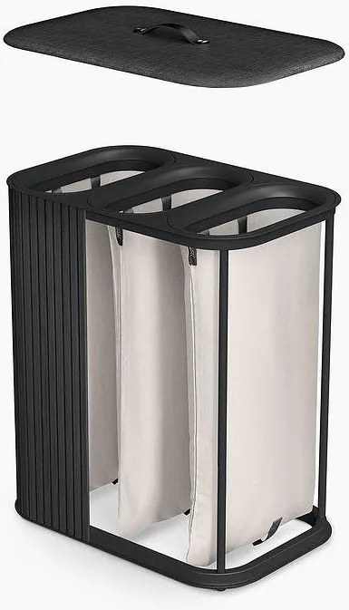 Cesta per il bucato nera in bambù 3x30 l Tota Trio Luxe – Joseph Joseph