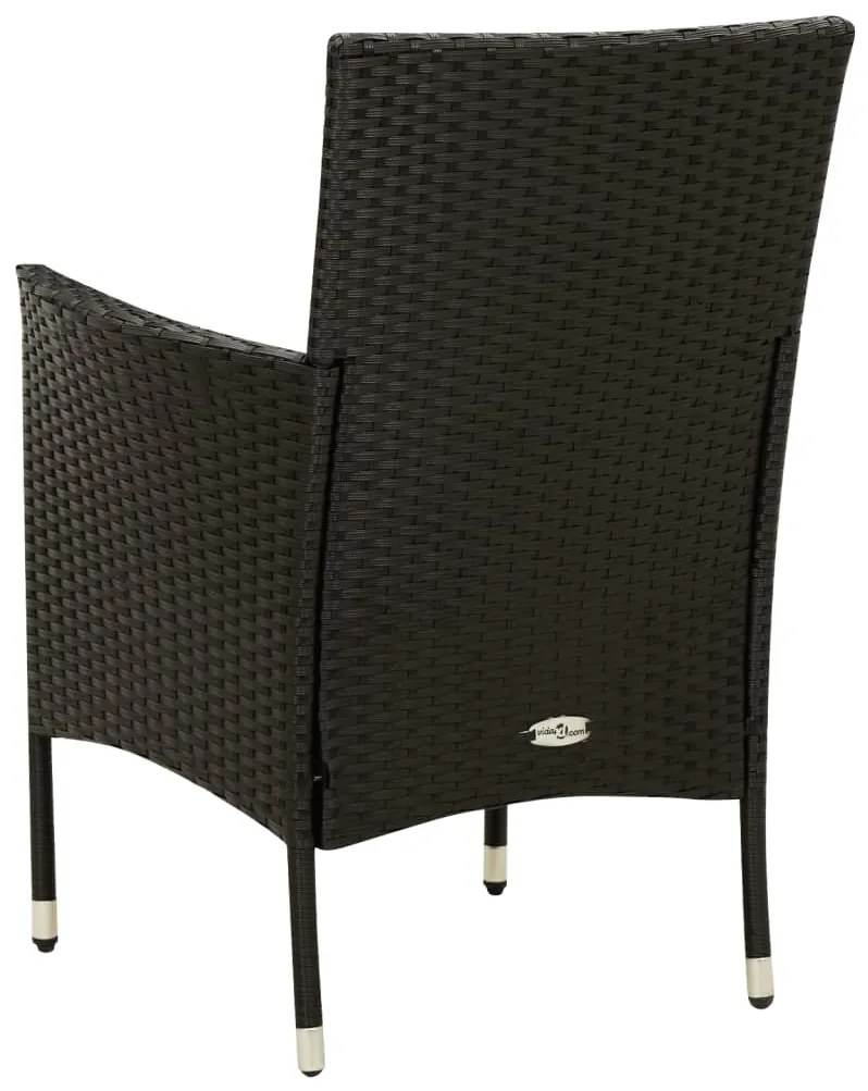 Set da Pranzo da Giardino 9 pz con Cuscini in Polyrattan Nero