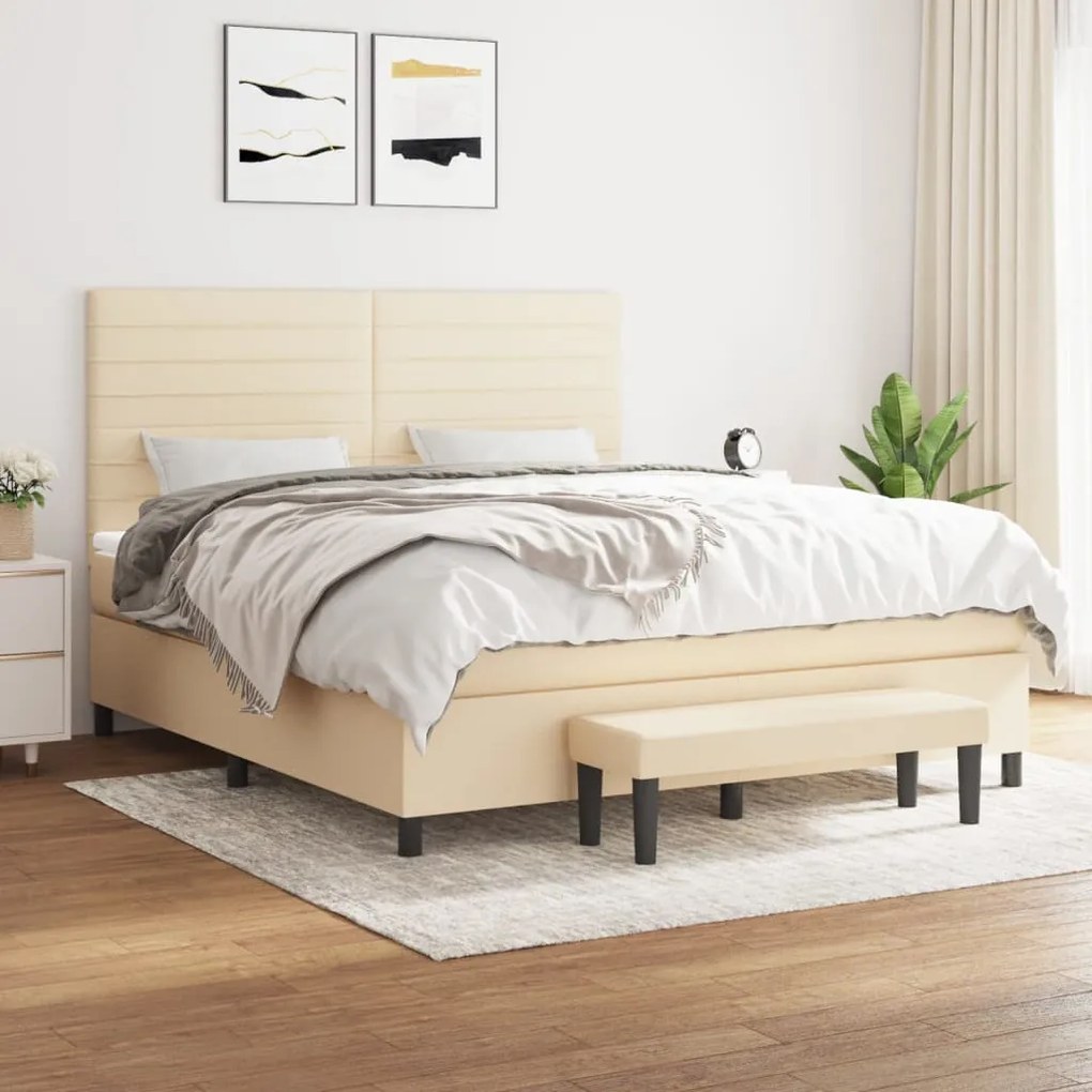 Giroletto A Molle Con Materasso Crema 160x200 Cm İn Tessuto /