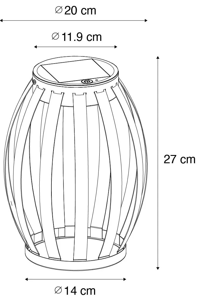 Set di 2 lampade da tavolo da esterno nere 3-step dimmerabile solare e ricaricabile - Sheldon