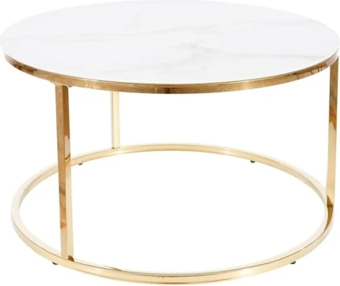 Tavolino da caffè Sabine Marble in bianco/oro - H45