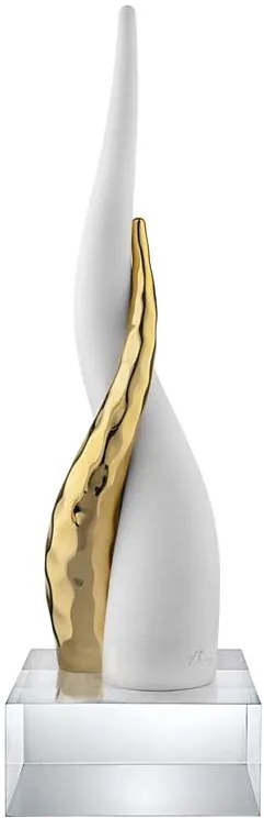 Bongelli preziosi Corno portafortuna Intrecciato base elegante h 38 - varie colorazioni BIANCO ORO