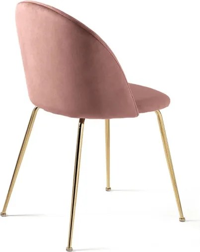 Sedia da pranzo in velluto Cipria e gambe metallo Oro - VENEZIA 2 sedie