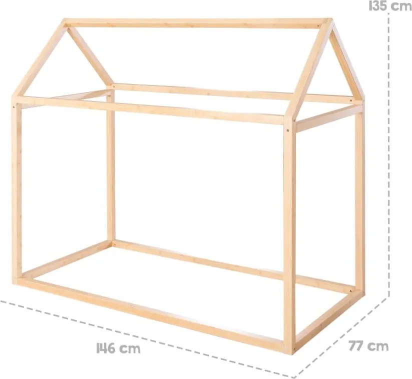 Letto per bambini in colore naturale 70x140 cm Montessori - Roba
