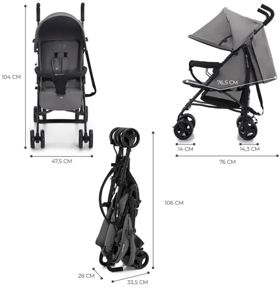 KINDERKRAFT - Passeggino TIK Stone grigio