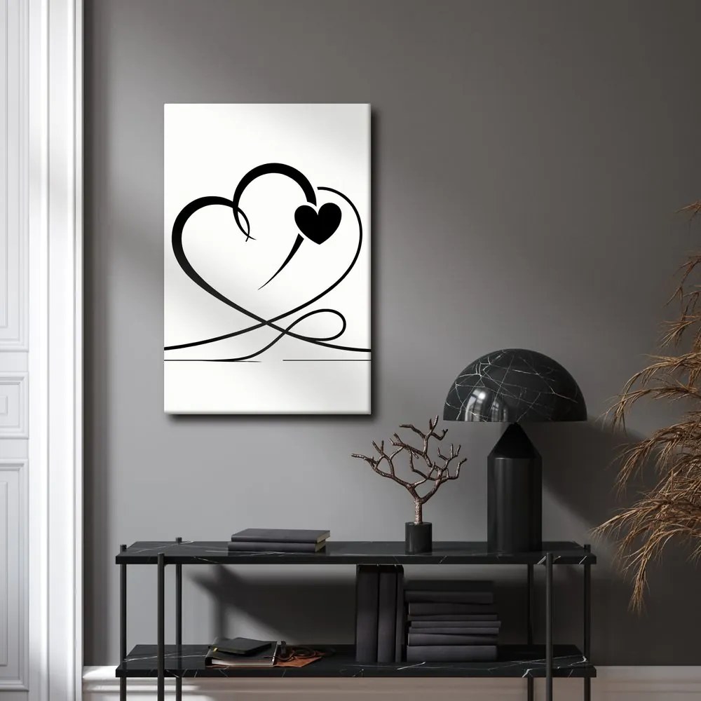 Quadro su tela – Cuori neri minimalisti