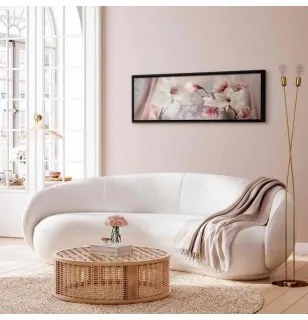 Quadro Magnolia Reflection (1 Part) Narrow In cornice nera di legno 150x50