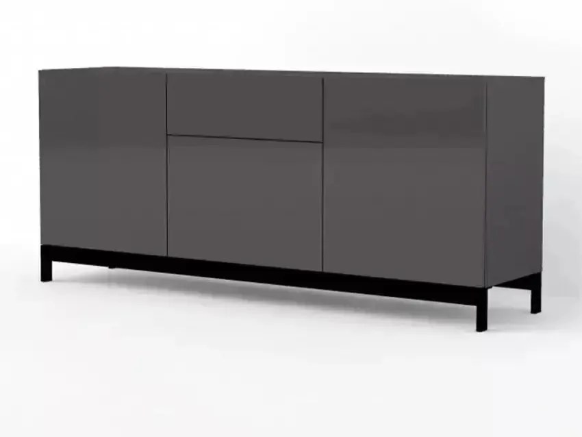 Credenza Metis 3 Ante + 1 Cassetto 170 x 42 x 72 cm - Antracite Lucido