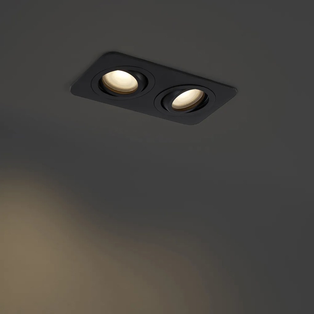 Faretto da incasso rotondo nero GU10 50mm orientabile e inclinabile IP44 2 luci - Alberto