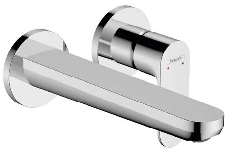 Rubinetto per lavabo a canna media getto laminare cristallino Rebris S cromato lucido HANSGROHE H 11.5 cm