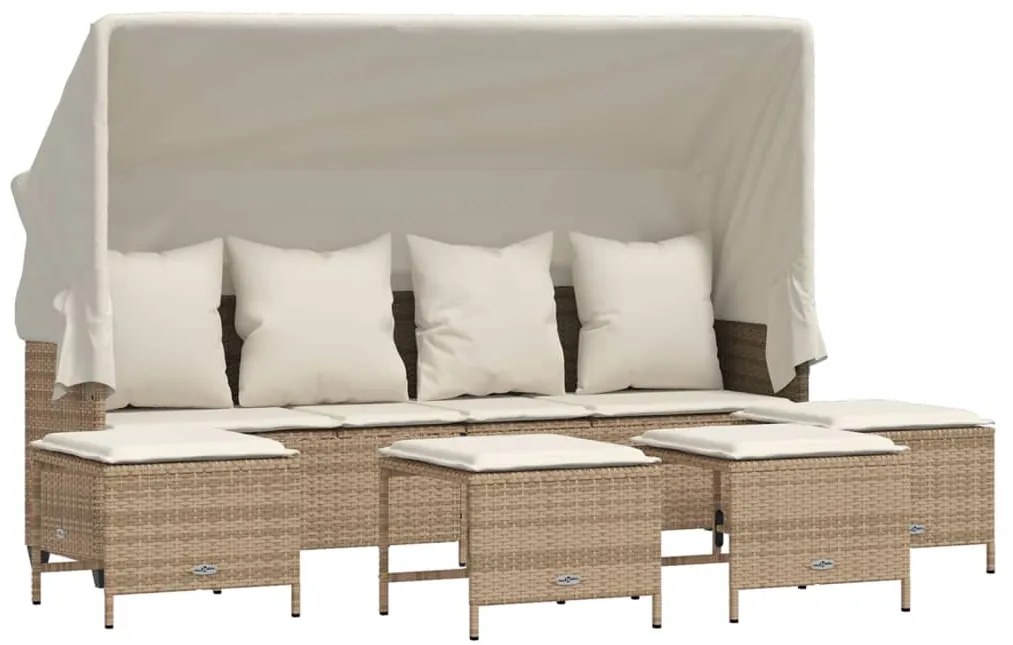 Set divano da giardino 5 pz con cuscini beige in polyrattan