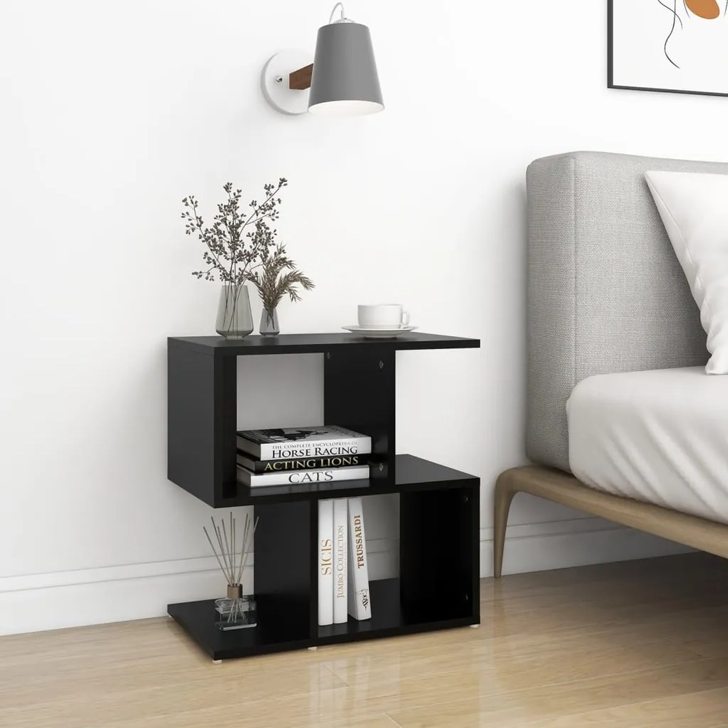 Comodini 2pz Neri 50x30x51,5 Cm İn Legno Multistrato /