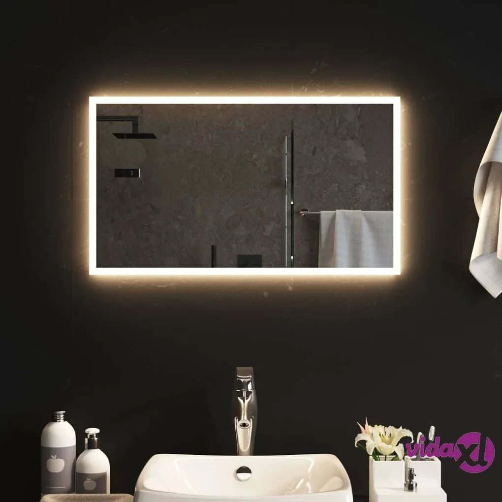 Specchio bagno con cornice bianca a mosaico 57x67 cm reversibile