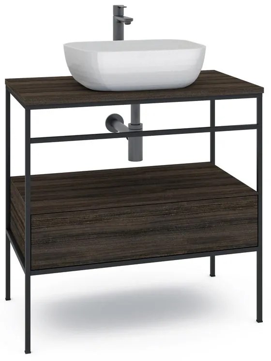 Mobile sottolavabo e lavabo Outline per vasca centrale nero L 100 x H 92 x P 45.5 cm