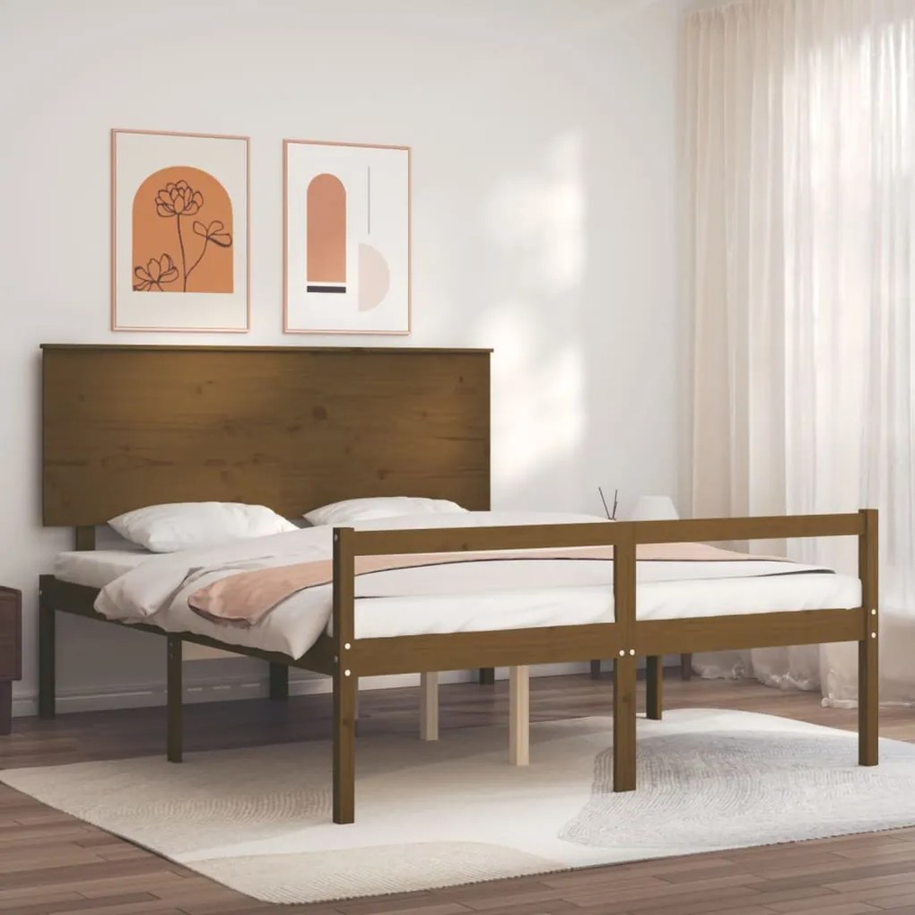 Letto per Anziani con Testiera Miele King in Legno Massello