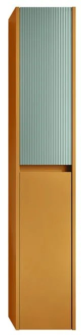 Colonna per mobile bagno Niwa 2 ante P 27 x L 30 x H 160 cm laccato opaco senape con vetro verde timo cannettato