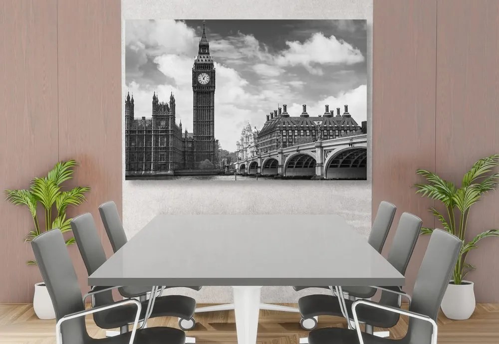Stampa su tela – Big Ben a Londra in bianco e nero