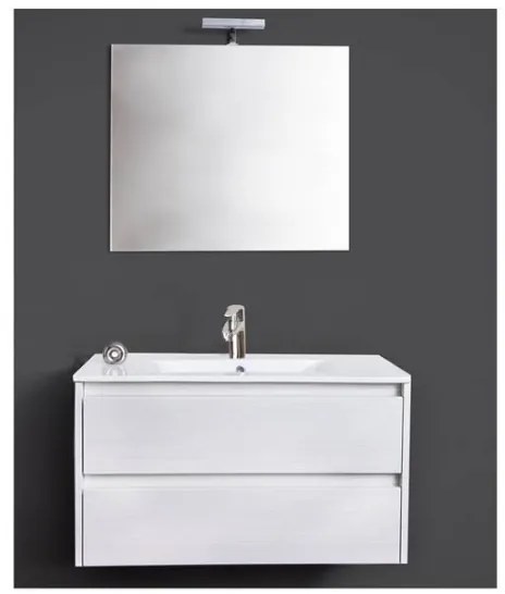 Mobile bagno sospeso 90 cm con lavabo e specchio bianco portuna - Federica 93827