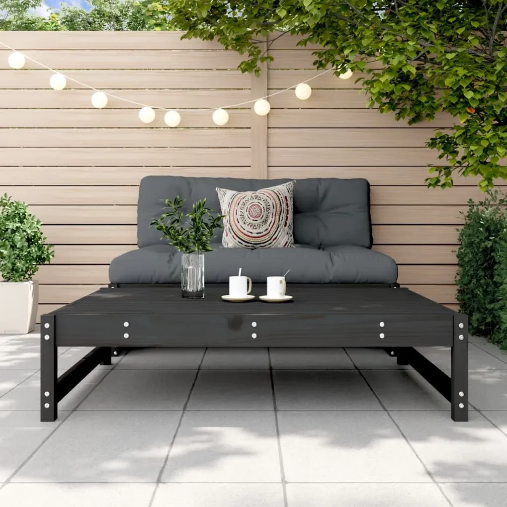 Poggiapiedi da giardino 120x80 cm legno massello di pino nero