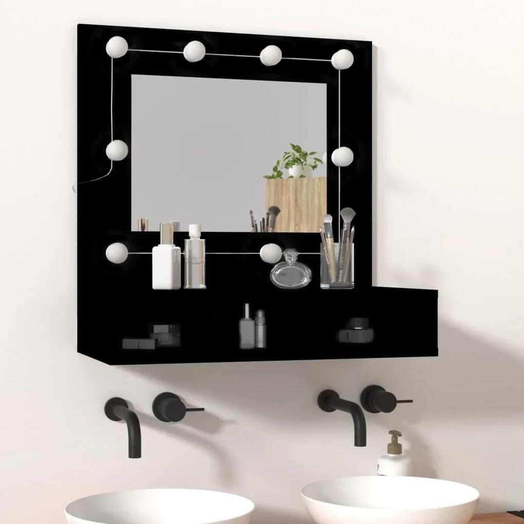 Mobile a specchio con led nero 60x31,5x62 cm