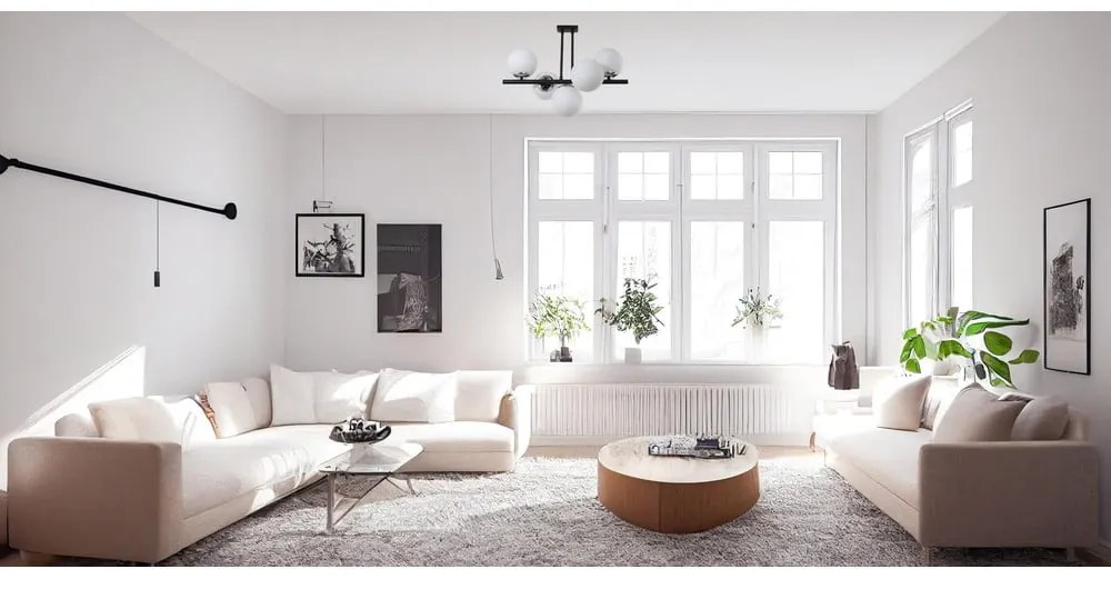 Lampada da soffitto bianca e nera con paralume in vetro ø 15 cm Sail - Squid Lighting