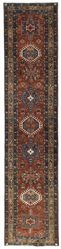 Heriz Tappeto persiano 100x450 Rosso (Iran) Annodato A Mano