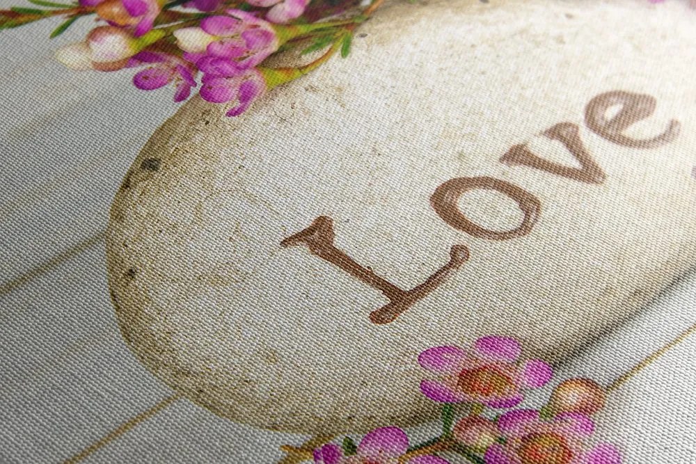 Stampa su tela – Con scritta su pietra Love