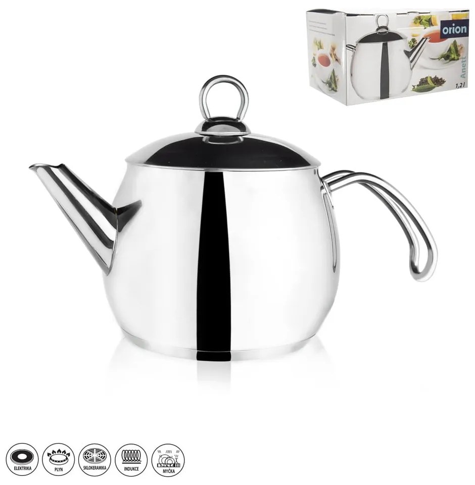 Teiera in acciaio inox argento 1 l Anett - Orion