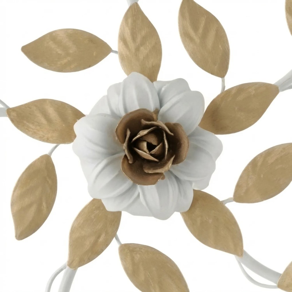 Plafoniera Arte Povera Cesto Metallo Bianco E Oro 5 Luci E14