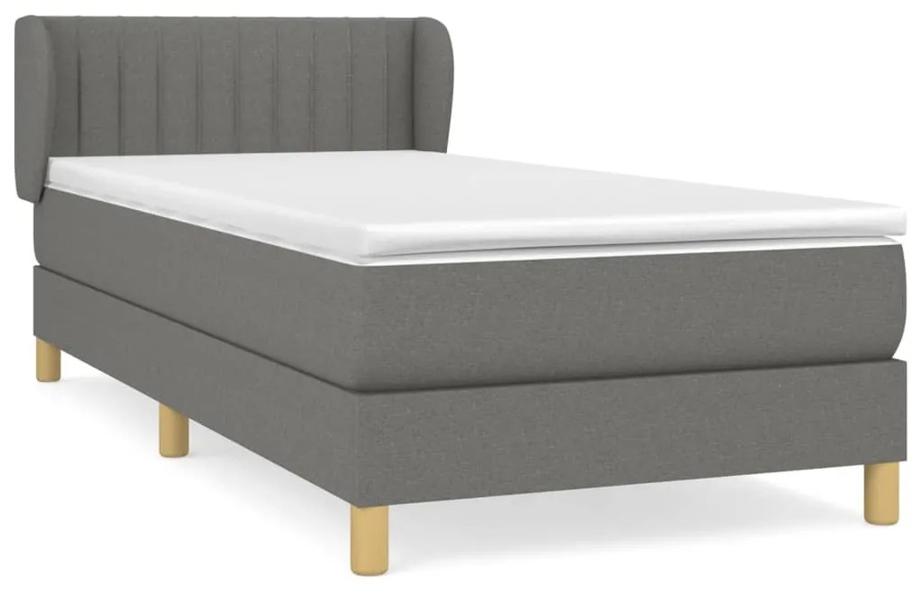 Giroletto a molle con materasso grigio scuro 80x200 cm tessuto