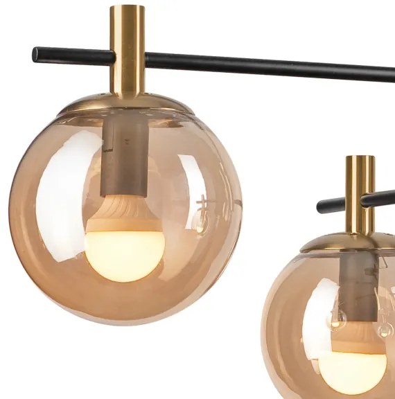 Lampadario a sospensione con supporto rigido LILOU 4xE14/5W/230V oro/nero/fumé beige