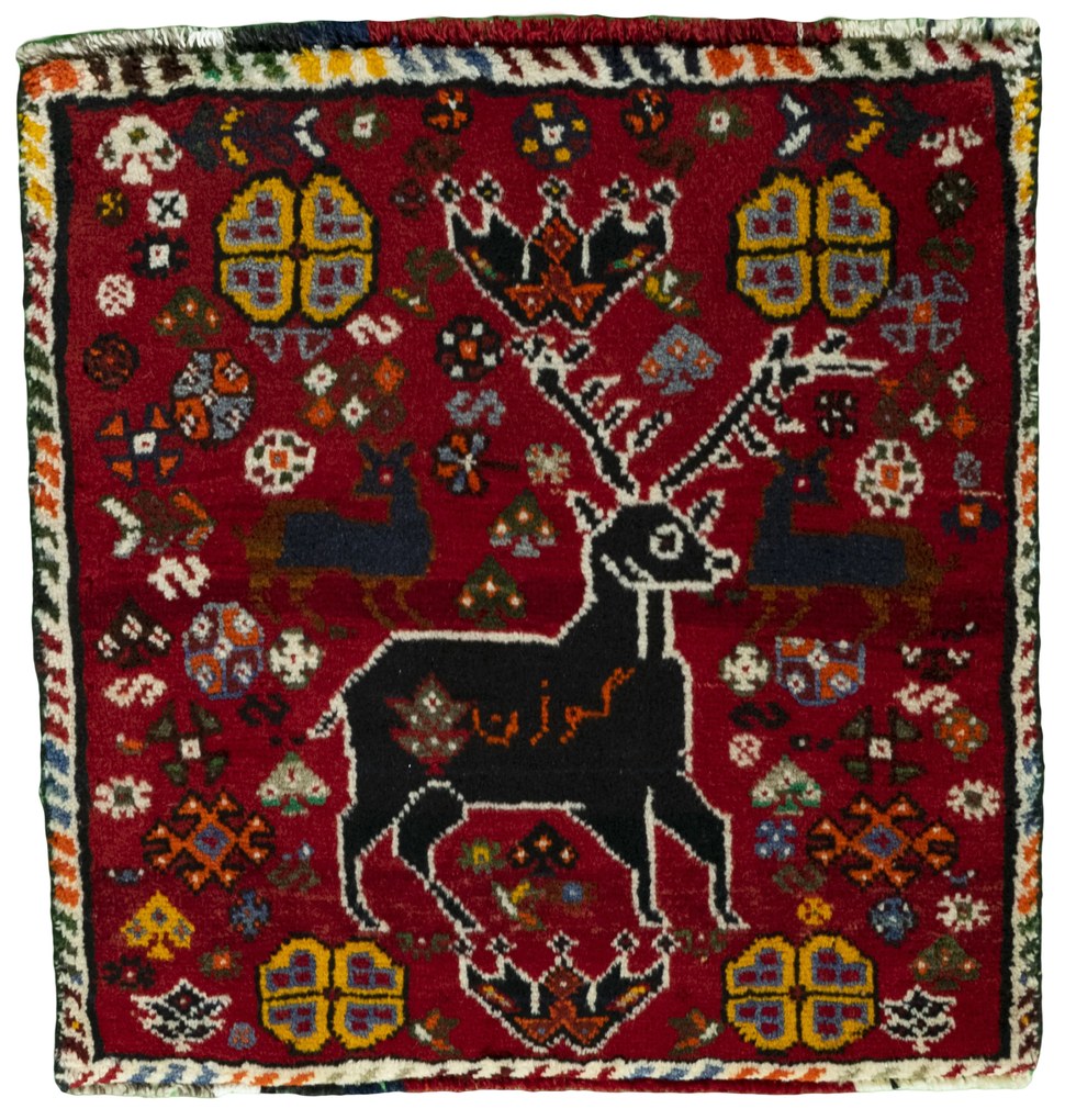Shiraz Tappeto 60 x 60 Rosso (Iran) Annodato A Mano