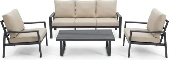 Set Salotto In Alluminio 5 Posti Con Cuscini e Tavolino Bally Antracite