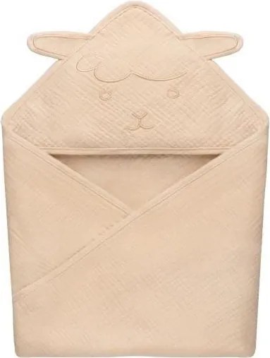 Lionelo - Asciugamano con cappuccio per bambini in mussola, colore Sabbia