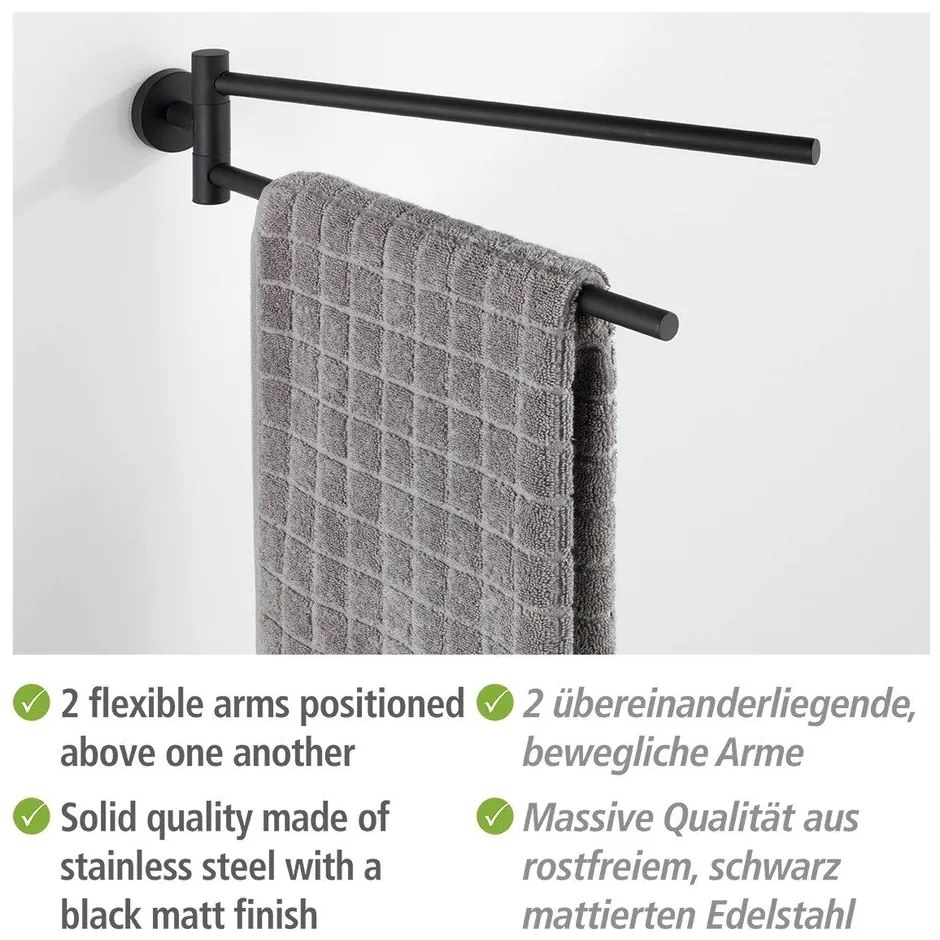 Portasciugamani autoportante in acciaio inox nero opaco Bosio - Wenko