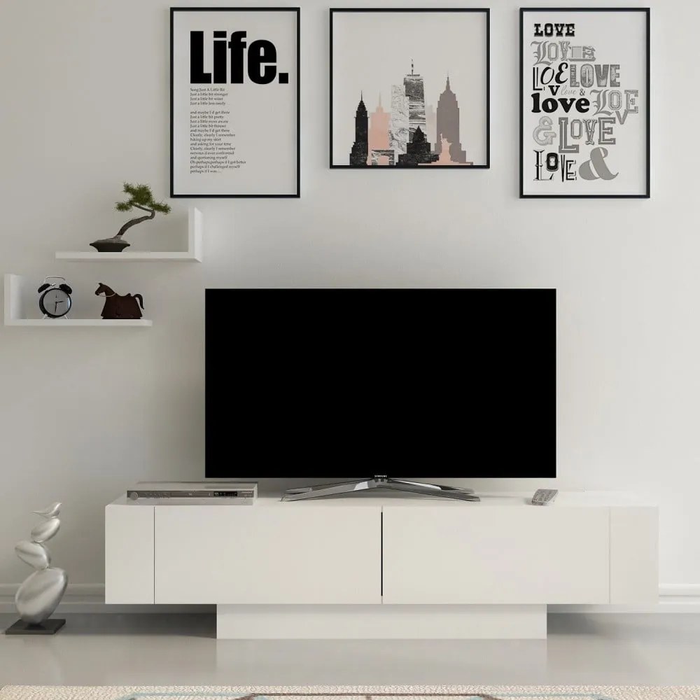 Televisore bianco 150x42 cm Matera - Zena Home